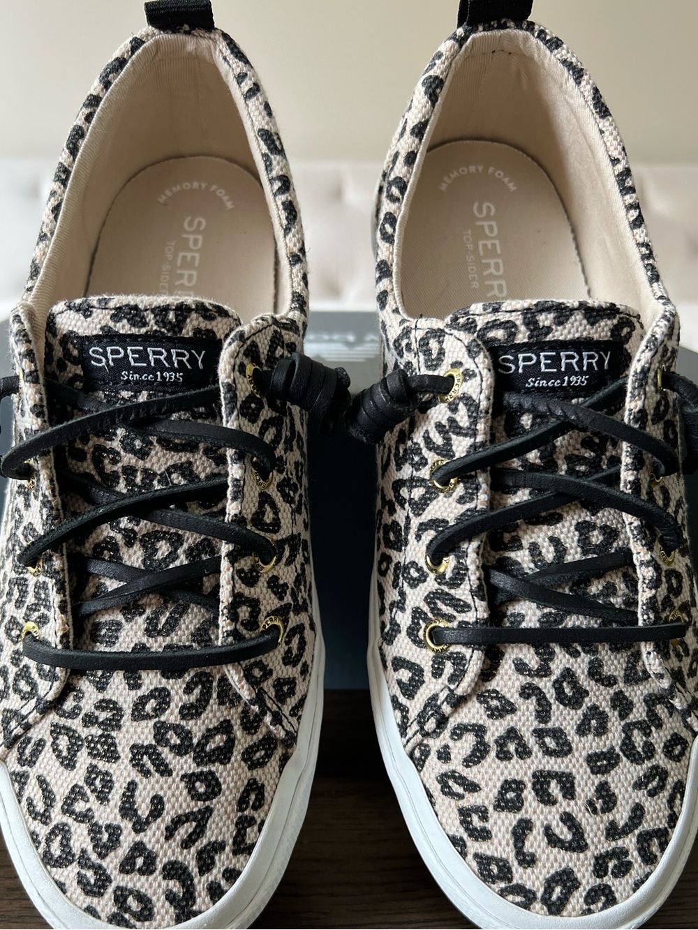 Sperry Pier Wave LTT Sneakers Cream Black Cheetah Animal Print - Picture 9 of 11
